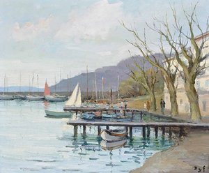 Sailing Boats In Provence At The Gulf Of Juan, (1979) — Marcel Dyf