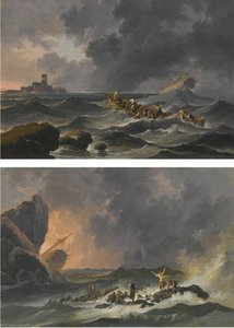 Two Shipwreck Scenes — Jean-baptiste Pillement