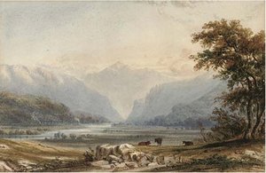 Evening, Cattle Grazing By A Lake — Anthony Vandyke Copley Fielding