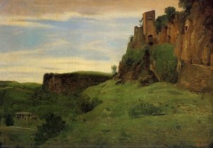 Civita Castelland Buildings High In The Rocks Aka La Porta San Salvatore — Jean-baptiste-camille Corot