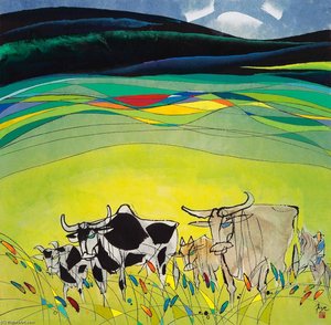 Cattle At Foothill — Li Fuyuan