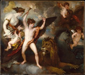 Omnia Vincit Amor Alternative Title(s) The Power Of Love In The Three Elements — Benjamin West