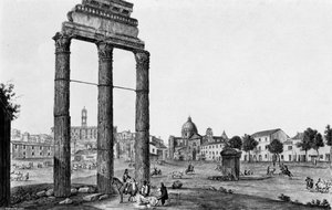 The Forum Romanum With Three Collumns