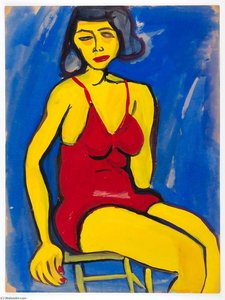 Seated Woman In Red Bathing Suit — William H. Johnson, Harlem Renaissance