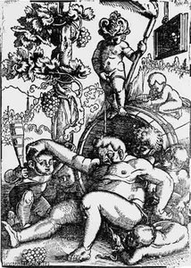 Der Trunkene Bacchus Mit Spielenden Putten — Hans Baldung