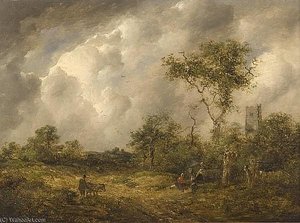 Gypsy Encampment In A Wooded Landscape — Richard Hilder