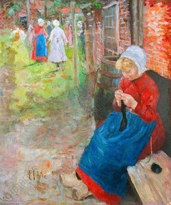 Girl Knitting — Fritz Von Uhde