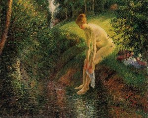 Bather In The Woods — Camille Pissarro, Impressionist Landscape