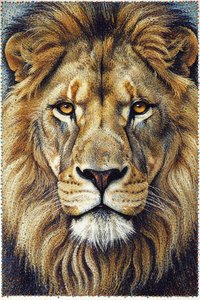 The Sovereign Gaze: A Pointillist Study in Amber and Gold