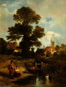 Landscape, Young Anglers — William James Müller