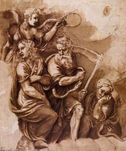 Victory, Janus, Chronos, And Gaea — Giulio Romano, Mannerism