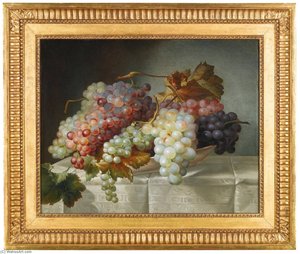 Still Life With Grapes In A Porcelain Dish — Joseph Nigg