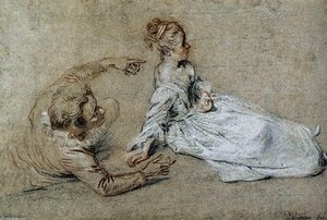 Sitting Couple — Jean-antoine Watteau, Rococo Style