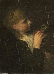 Meisje Met Pauwenveer — Jacob Henricus Maris