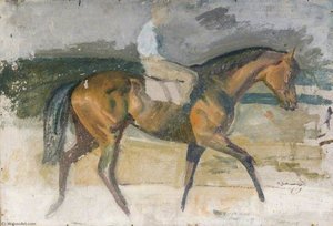 Study Of A Racehorse With A Lad Up — Sir Alfred James Munnings, British Impressionism