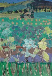 Landscape With Haystooks — Sir William George Gillies, Cubist Modernism