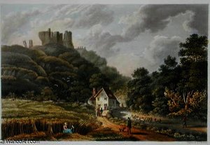 Carisbrook, From 'the Isle Of Wight Illustrated, In A Series Of Coloured Views', Engraved By P. Robe — Frederick Calvert
