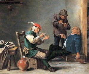 The Topers (boors Smoking In An Interior) — Adriaen Brouwer