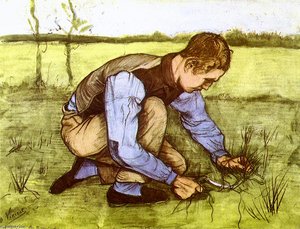 Boy Cutting Grass With A Sickle — Vincent Willem Van Gogh, Post-impressionism