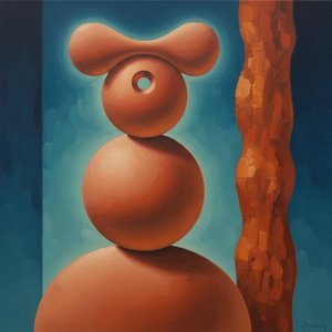 Primordial Resonance In Terracotta And Teal — Marc Duvallier, Surrealism