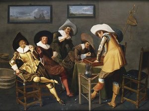 Gentlemen Smoking And Playing Backgammon In An Interior — Dirck Hals