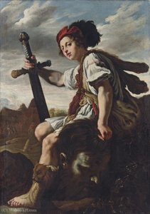 David With The Head Of Goliath — Lucrina Fetti