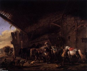 Coming Out Of An Inn — Philips Wouwerman