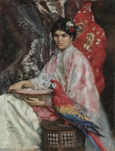 Lady With A Parrot — Julius Leblanc Stewart