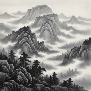 Charcoal Peaks Beneath A Winding Silver Mist — Laurent Garnier