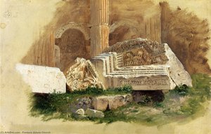 Interior Of The Temple Of Bacchus, Baalbek, Syria — Frederic Edwin Church