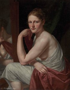 Seated Young Woman with mirror image