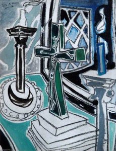 Crucifix and Candles, Night