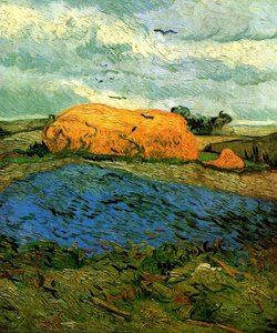 Haystack Under A Rainy Sky — Vincent Willem Van Gogh, Post-impressionism