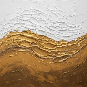 Vergoldete Wellen: Eine Monumentale Studie Von Skulpturalem Weiß Und Flüssigem Goldfluss — David Moreau, Zeitgenössische Abstraktion