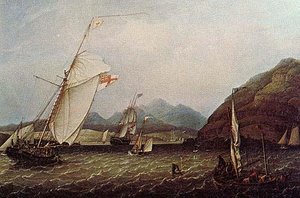 View Of Lamlash Cutter Going Into Port, (painting) — Robert W. Salmon