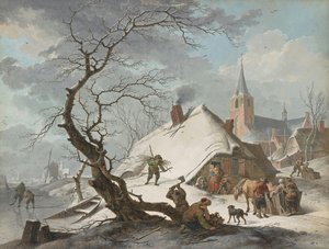 A Winter Scene — Hendrik Meyer-vermeulen, Dutch Landscape Painting