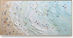 Ethereal Tides Of Cerulean Sand: A Sculptural Study In Serene Impasto Motion — David Moreau
