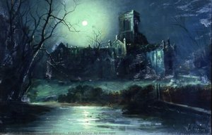 Kirkstall Abbey, by moon light