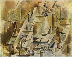 Still Life With A Bunch Of Grapes — Georges Braque, Cubist Still Life