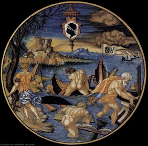 Plate With The Sinking Of The Fleet Of Seleucus — Frančesko Xanto Aveli