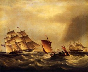 Shipping In Rough Seas — James Edward Buttersworth, Romanticism