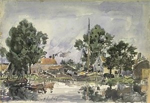 View On The Banks Of A Canal In The Hague — Johan Barthold Jongkind, Impressionism