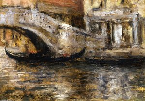 Gondolas Along Venetian Canal (aka Gondola In Venice) — William Merritt Chase
