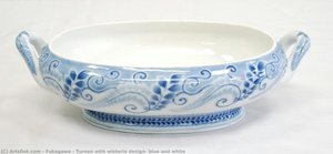 Tureen With Wisteria Design, Blue And White — Fukagawa