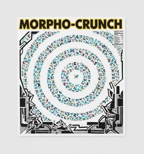 The Hypnotic Convergence Of Cyan Butterfly Spirals And Rigid Geometric Digital Architecture — Léa Bernard, Boshier Consumer Critique Pop