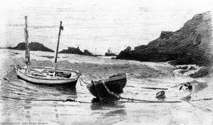 Two Small Boats Moored To Beach — John Singer Sargent