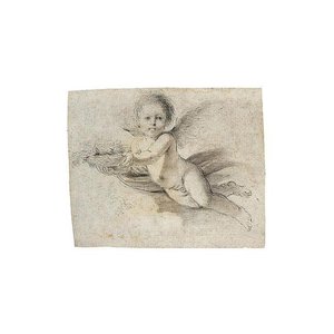 Cupid Holding A Vase Of Flowers — Guercino