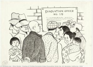 Posting Of Civilian Exclusion Order/evacuation Order No. 19, Berkeley, California, 1942 — Miné Okubo