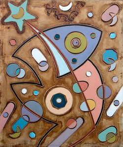 The Reptile, , Oil And Karkadè On Bas-relief In Plaster On Canvas (60 X 50 Cm) (2009) — Andrea Benetti