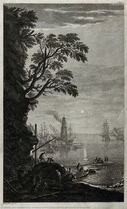 A Harbour In The Evening With Men Working In The Foreground — Salvator Rosa